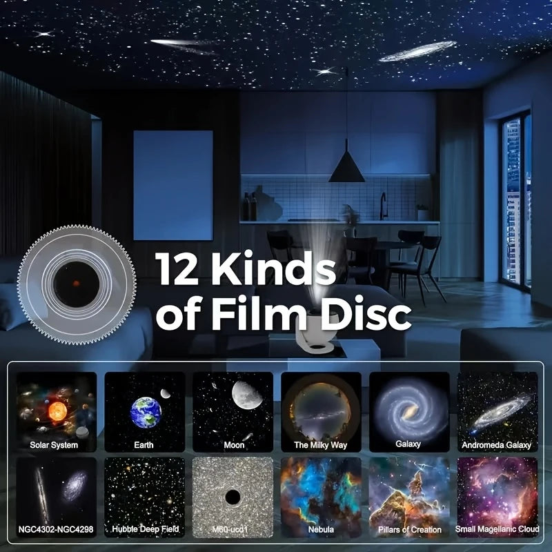 A Galaxy Star Projection Lamp That Rotates 360° to Create a Sky Effect